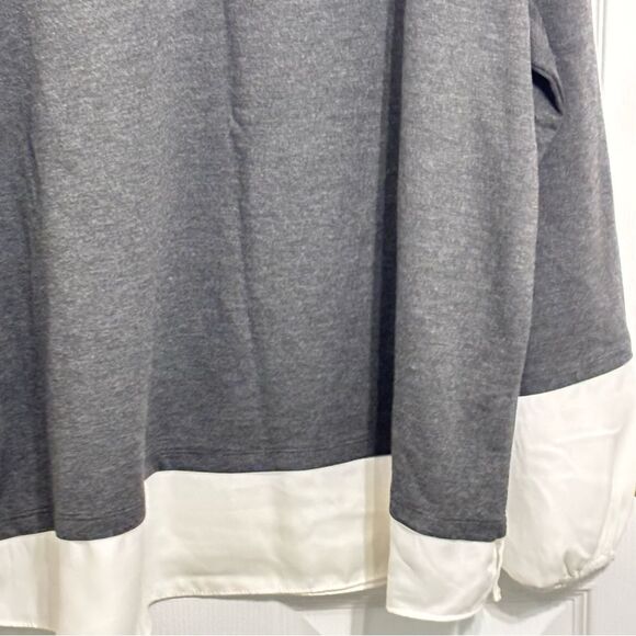 Anne Klein | Women’s Dark Grey Sweatshirt Pullover Top White Sheer Trim Size XL - Picture 12 of 15